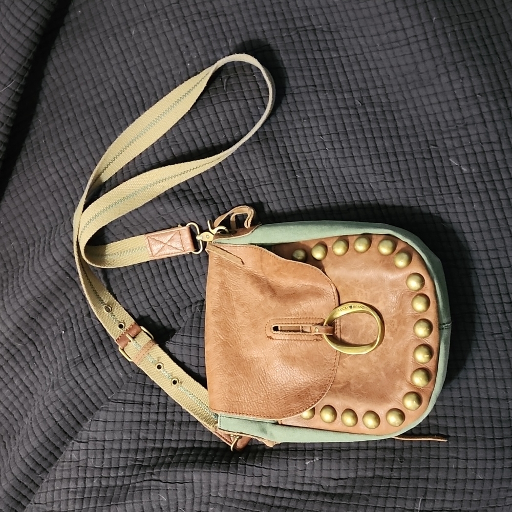RARE lucky brand canvas and leather crossbody bag